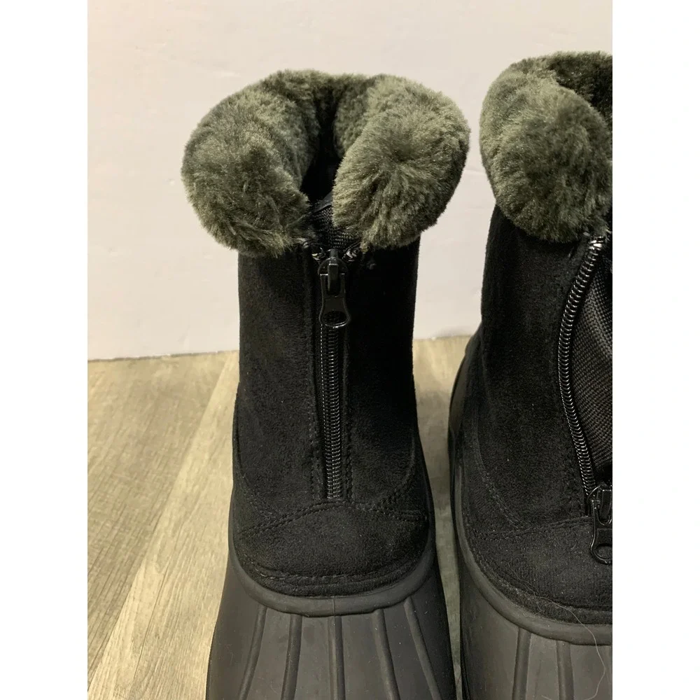 Itasca Snowslide Winter Boots 3M Thinsulate Waterproof Warm Black Fur Shoes 8